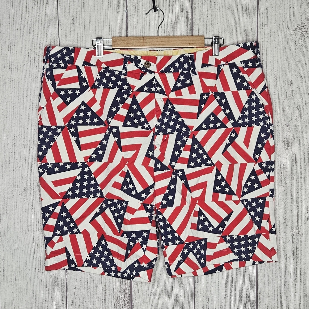 Loudmouth Patriotic American Flag 4th Of July Golf Shorts, sz 44